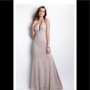 Baccio Couture 'Rina' Lace Hand Painted Maxi Dress